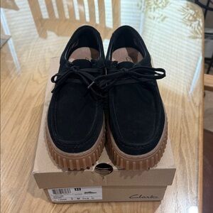 Clarks Black Loafers with Tan Soles